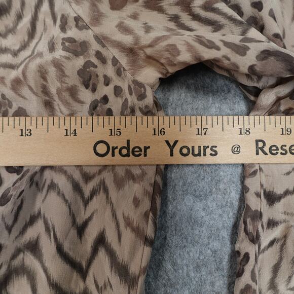 Rebecca‎ Taylor Dress Womens 2 Silk Shirred hem Mini Animal Print Balloon Sleeve - Picture 9 of 11